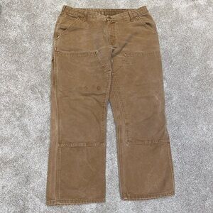 Carhartt Double WB136 BRN Duck Canvas Woman’s Pants‎ Workwear Faded Stained